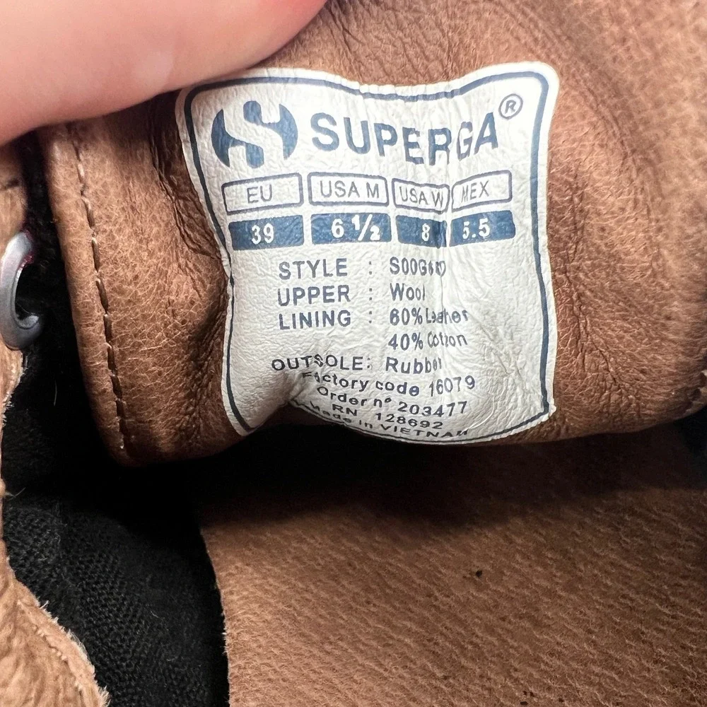 Superga Sneakers Womens 8 Red Buffalo Plaid Boiled Wool Plaid Fuzzy Shoes